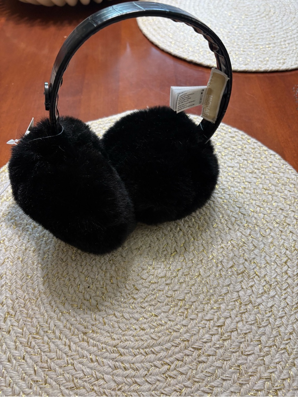 Michael Kors Black Faux Fur Earmuffs
